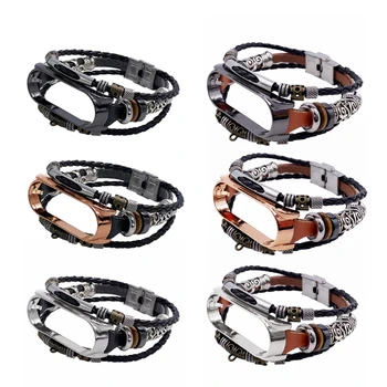 

Fashion Retro Strap For Mi Band 5 Wrist Strap For Mi Band 5watch Leather Strap Replacement Leather Beading Bracelet