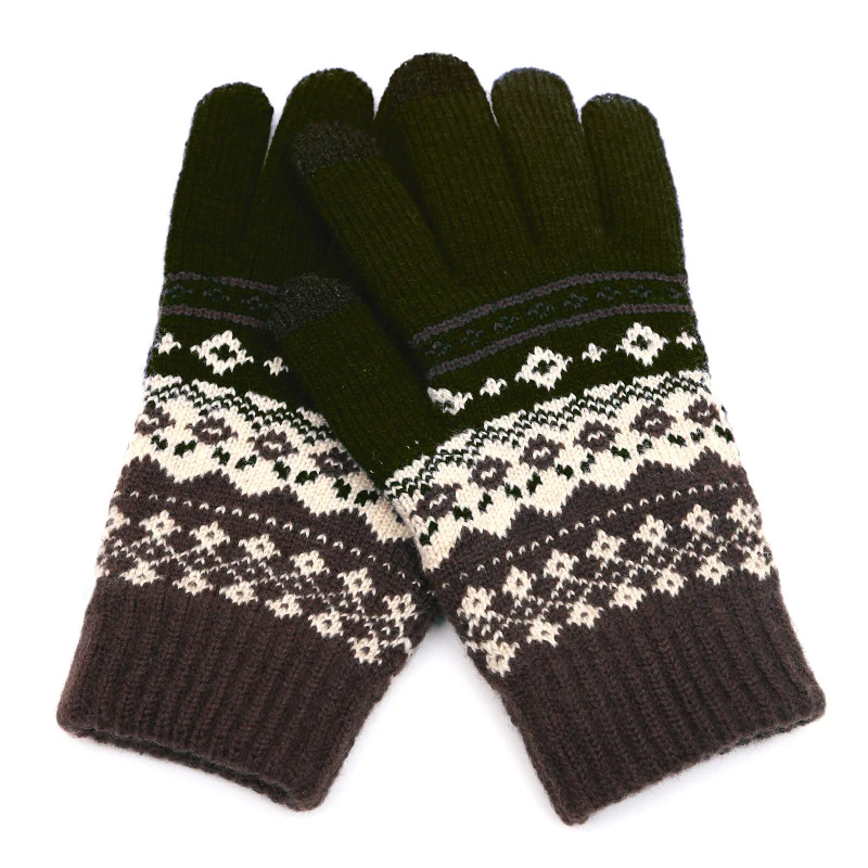 Зимние теплые толстые перчатки с сенсорным экраном женские шерстяные вязаные перчатки варежки для мобильного телефона планшета