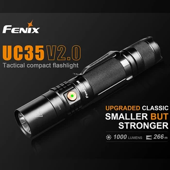 

New Fenix UC35 V2.0 CREE XP-L HI V3 LED Flashlight 1000 lumens Distance Waterproof Camping Torch by 18650 battery