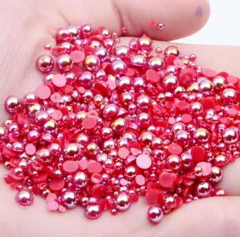 

Scarlet AB Half Round Pearl Rhinestone Crystal Non Hotfix Flat Back Rhinestones Trim Accessories for Nail Art Rhinestones