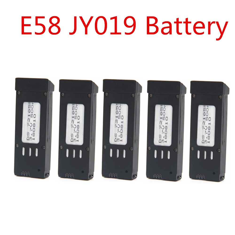 

5pcs 3.7V Battery For E58 S168 JY019 RC Quadcopter Spare Parts 3.7V 500MAH For E58 JY019 Lipo Battery Replacement
