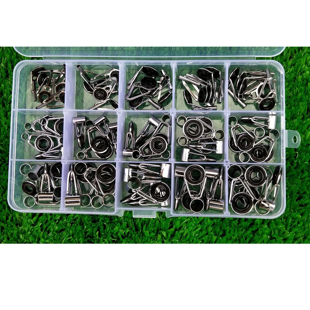 75pcs Fishing Rod Guides Ceramic Ring Telescopic Surf Casting Rod Tips Tops