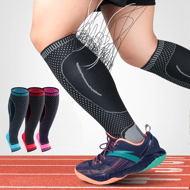 

New 1 Pair Elastic Compression Weave Leg Sleeve Shin Guard Cycling Leg Warmers Running Football Sports Calf Support Protector