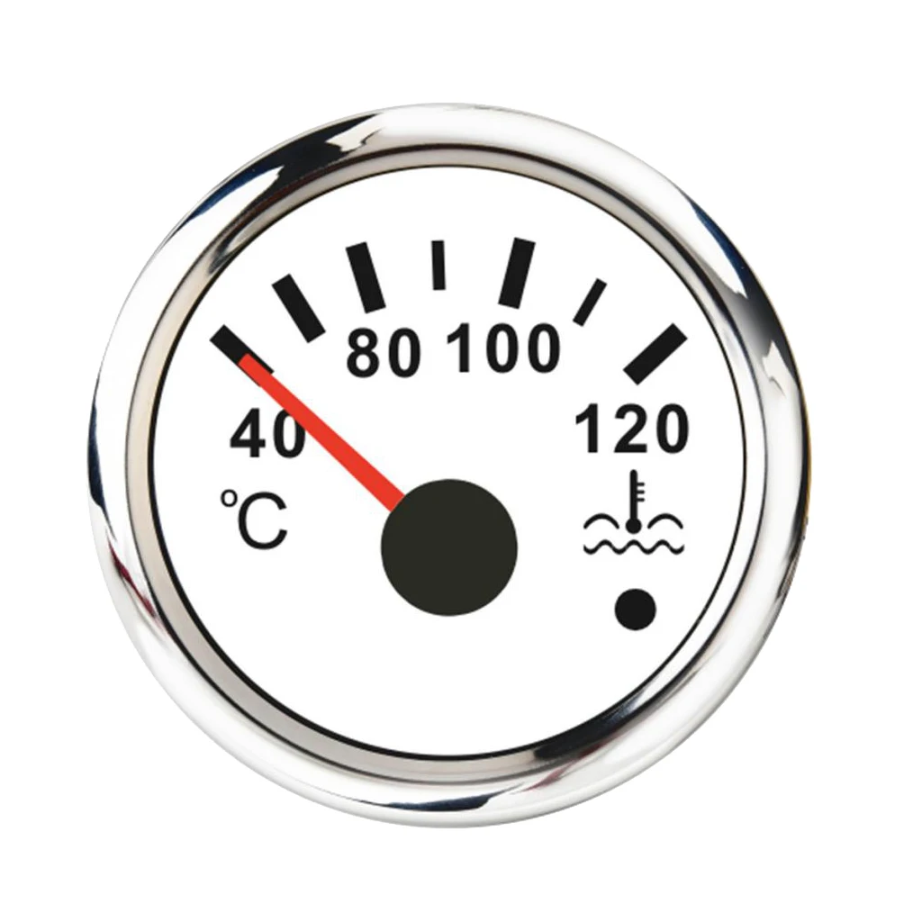 Car 2'' 52mm Water Temp Gauge Meter Temperature LED Backlight Light, Dust and Waterproof Rating IP67, 316 Stainless Steel