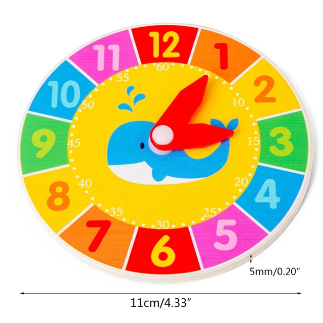 Wooden Shape Color Sorting Clock- Teaching Time Montessori Early Learning Educational Toy Gift for Toddler Baby Kids 6