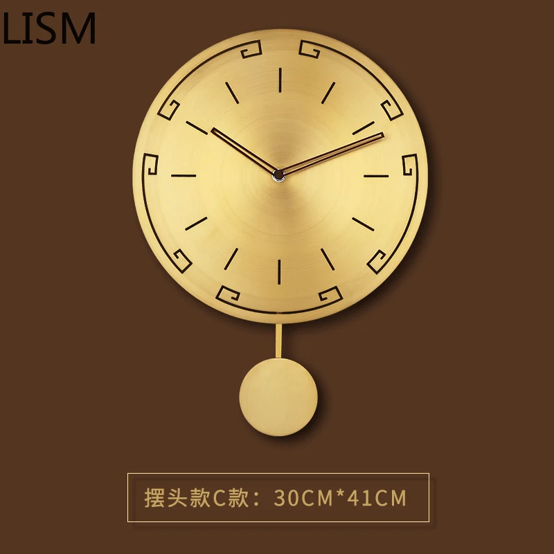 Meccanismo Orologio Da Parete Con Pendolo Soggiorno Design Moderno Arte Nordica Semplice Decorazione In Rame Puro Silenzioso Orologio Da Parete