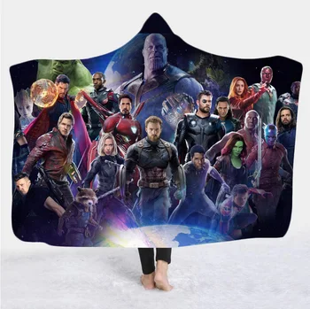 

movie Marvel Avenger 3D Print Plush Throw hooded Blanket Sherpa Fleece Bedspread Blanket Vintage Bedding wool soft Blanket 007