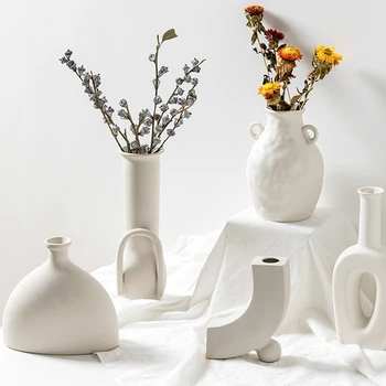 

Nordic Ins Ceramic Vase Home Ornaments White Vegetarian Ceramic Flower Pot Vases Craft Gifts Nordic Decoration Home Accessories