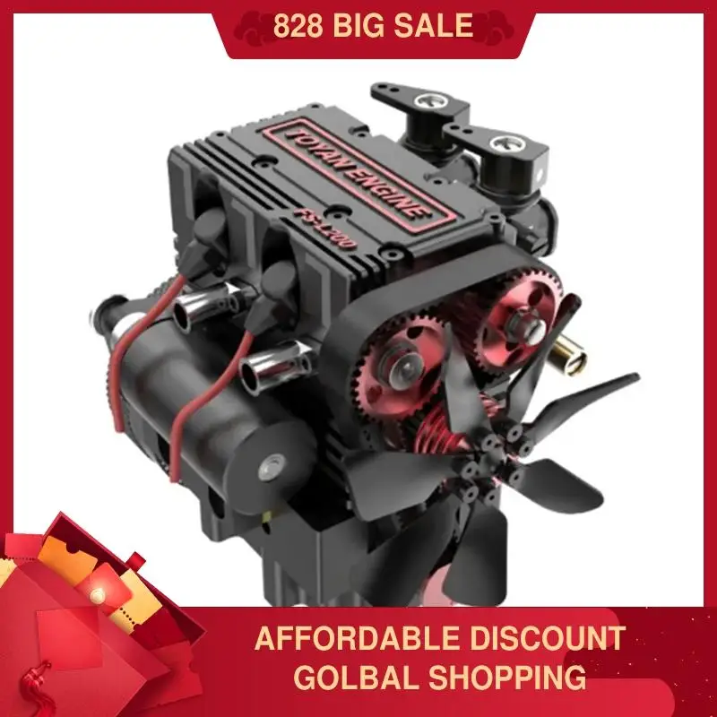 FS-L200 modelo de motor de dos cilindros, modelo de motor RC, modelo de motor rojo, diseño multimodular, regalo de cumpleaños de alta tecnología - 1