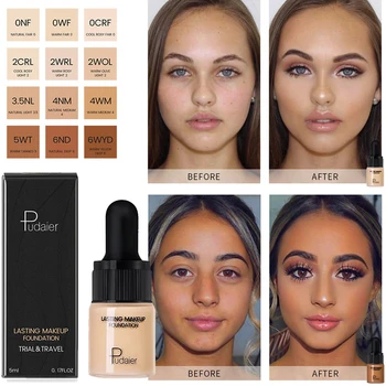 

Pudaier Full Coverage 22 Color Liquid Foundation Face Base Makeup Natural Color Concealer Whitening Lasting Primer Makeup