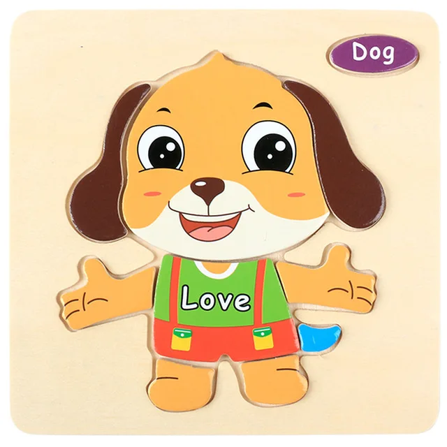 Baby Toys 3D Wooden Puzzle Jigsaw Toys for Children Cartoon Animal Puzzles Intelligence Kids Early Educational Brain Teaser Toys 19