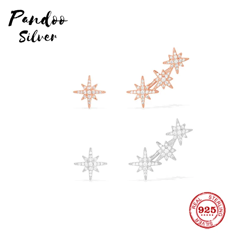 

Pandoo Fashion Charm Sterling Silver Original 1:1 Copy,Meteorites Rose Asymmetric Earrings Luxury Jewelry Gift For Female