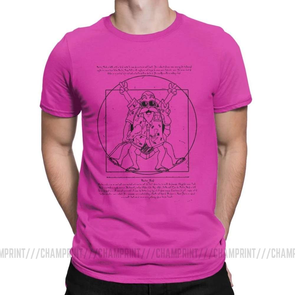 Мужская футболка Vitruvian Roshi Dragon Ball Z, забавная футболка из чистого хлопка с коротким рукавом, футболка Goku Super Saiyan Vegeta Dbz, футболка в стиле Харадзюку - Цвет: Фуксия