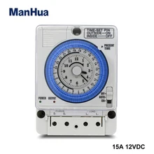 Manhua 24h 12vdc 15a din trilho temporizador interruptor tb35 analógico controlador de tempo mecânico