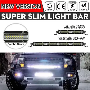 

7"/13" LED Work Lights Super Slim Single Row Spotlight Bar 6000K Spot Flood Combo Beam Waterproof IP67 LED Light Bar Car Truck