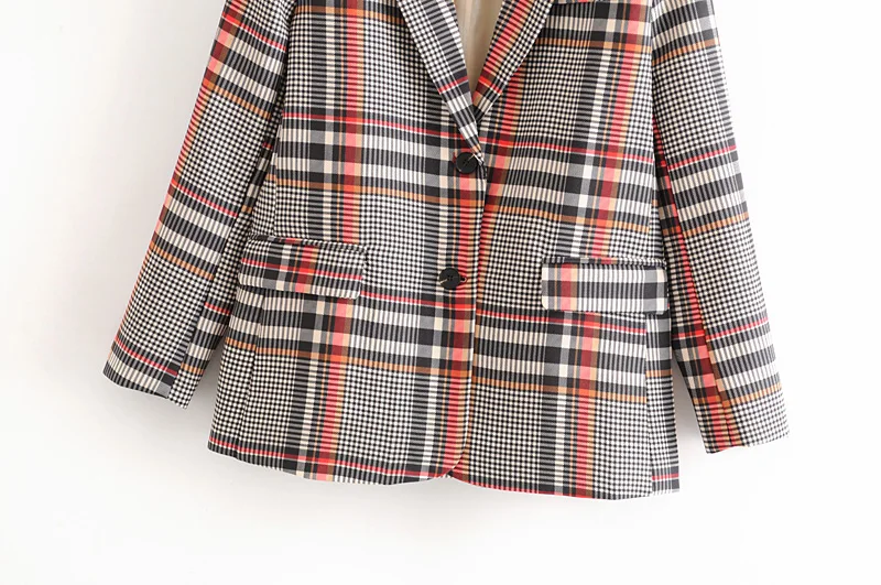 vintage plaid suit set womens blazer and pants formal work two piece set single breasted jacket