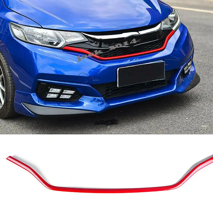 Для Honda Fit/Jazz автомобильный бампер Передняя решетка для гриля ABS красная отделка полосы 1 шт