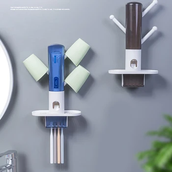 

High Quality Automatic Toothpaste Dispenser Hands Free Toothpaste Squeezer for Family Washroom with Cup Holder MD88