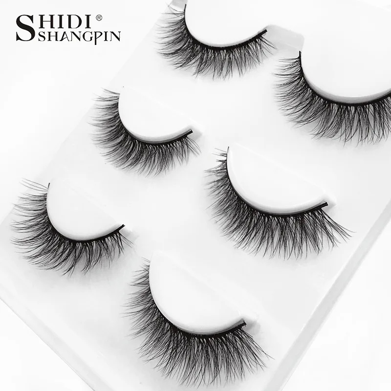 Shidi Premier 3D Mink False Eyelashes Natural Jiao Cha Kuan Eyelash 3-Pack Cross Border Supply Of Goods