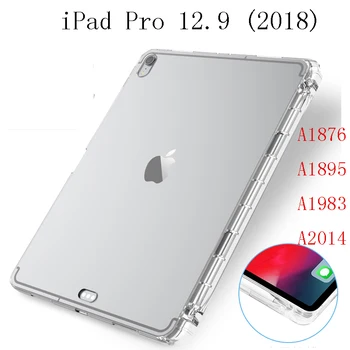 

Tablet Case For iPad Pro 12.9 2018 Back Transparent Silicone Tablet Cover With Pen Slot For Apple iPAD A1876 A1895 A1983 A2014