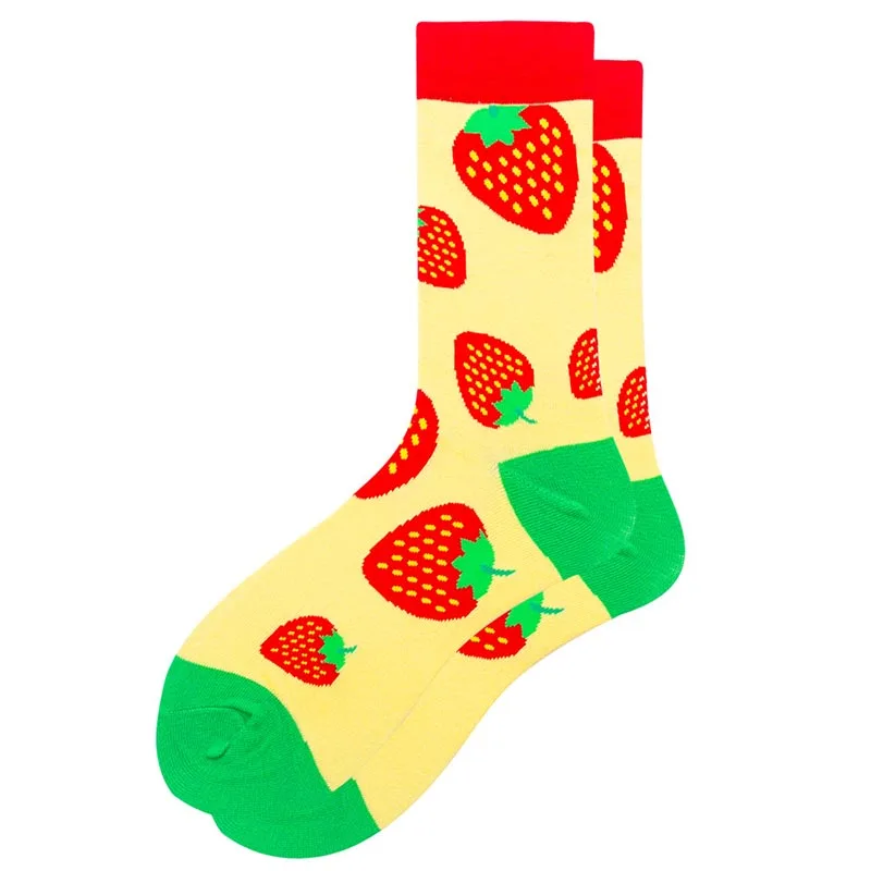 Цветные хлопковые женские носки, забавные носки для еды, пиццы, сыра, утки, языка, вишни, авокадо, фруктов, Harajuku, счастливые носки для рождественских подарков - Цвет: 30