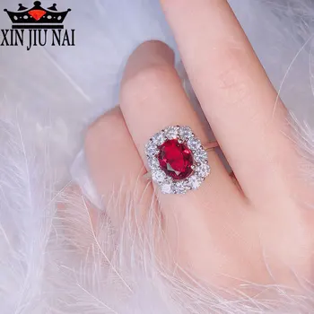 

Ruby Square Engagement Ring Women's Inlaid Full Diamond Shine Rhinestone Luxury Party Women's cubic zirconia ring Jewelry