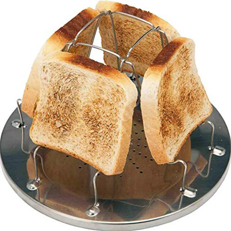 1 шт., простая портативная стойка для тостов из нержавеющей стали, Открытый походный тостер, складной портативный гриль, универсальная плита, гриль