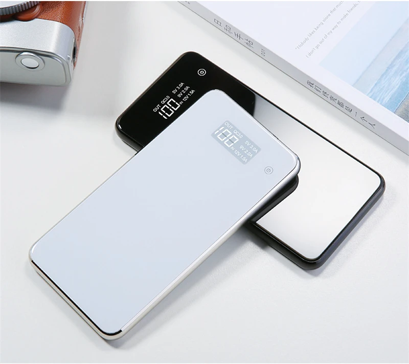 Ультратонкое зеркало power Bank для iPhone Xiaomi Dual USB Быстрая Зарядка power bank 10000 мАч переносной внешний аккумулятор