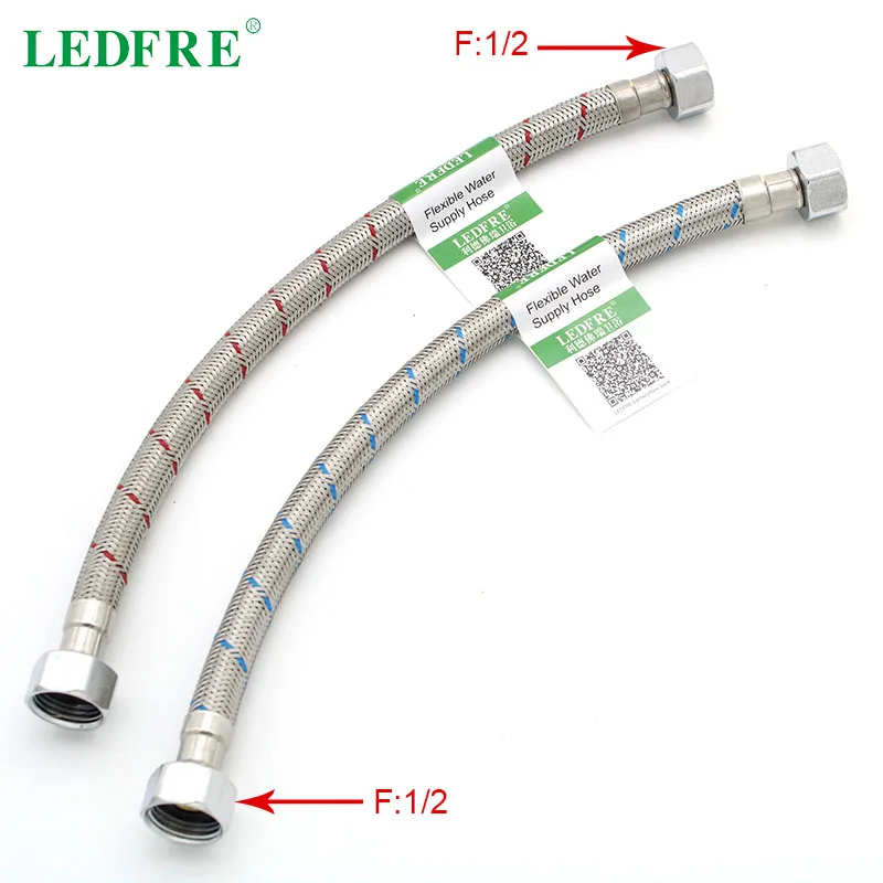 LEDFRE trenzado de acero inoxidable 304 de agua Flexible de cocina grifo conector de tubería de grifo de fontanería manguera para productos de baño LF15001