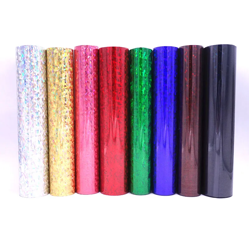 1 roll 10"x20"/25cmx50cm Laser Heat Transfer Vinyl Camouflage Leopard Glass Hologram Rainbow PET Press Tshirt Iron On HTV Film