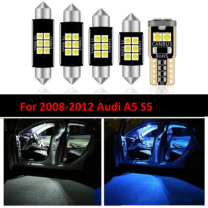 

Hot 17 PCs Car LED Light Bulbs Interior Package Kit For 2008 2009 2010 2011 2012 Audi A5 S5 Map Dome License Plate Light Lamp