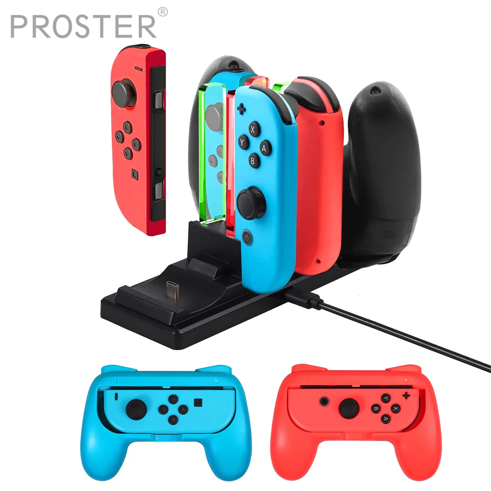 

Proster For 6 IN 1 Charger Cradle Controller for Nintendo Switch Console Joy-Con Set Accessories Kit with Charging Dock