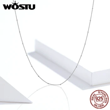 

WOSTU Genuine 925 Sterling Silver Small Beads Simple Necklace Platinum-Plated Chain Link For Women Fashion Jewelry Gift FIN391