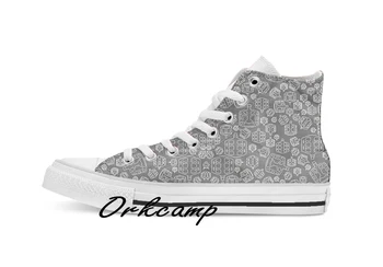 

White MTB Pedals Custom Casual High Top lace-up Canvas shoes sneakers Drop shipping