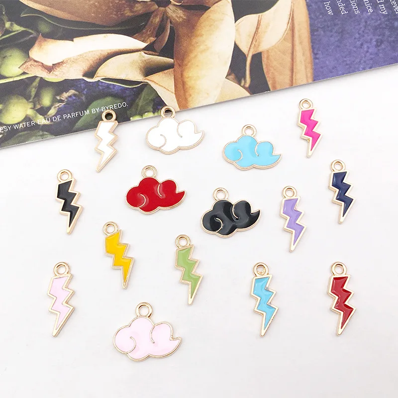 

5 Pcs Flash Charms Lightning Cloud Enamel Crafts Pendants Bracelet Earring Diy Making Accessories Fashion Jewelry Gift