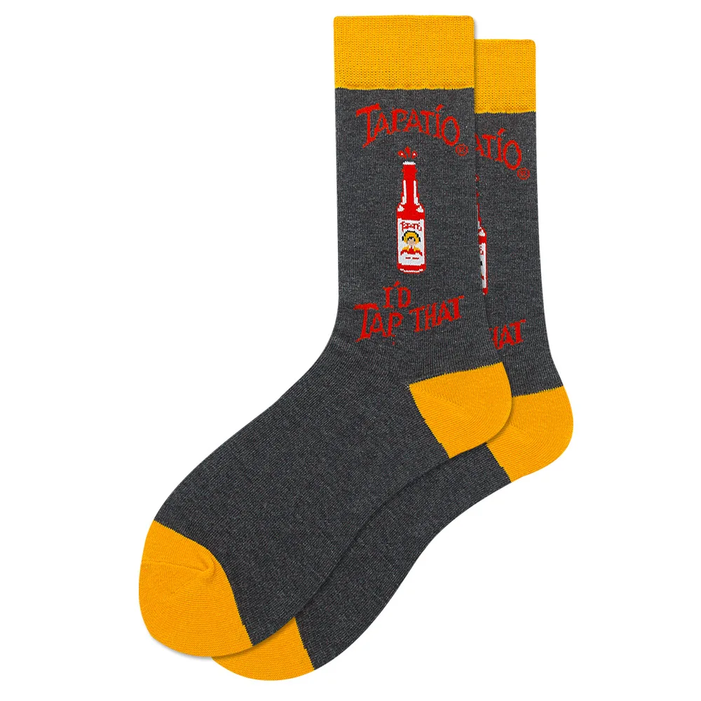 1 пара веселых мужских носков высокого качества чесаные хлопковые длинные цветные носки новинка красные винные Свадебные носки для еды крутые - Цвет: 9