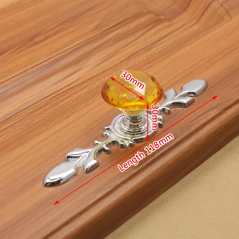 Small Yellow 30 мм роскошный со стразами ручки Shoebox ручки шкафа шкаф двери шкафчик тянет съемники Мебельная ручка - Цвет: Small Yellow
