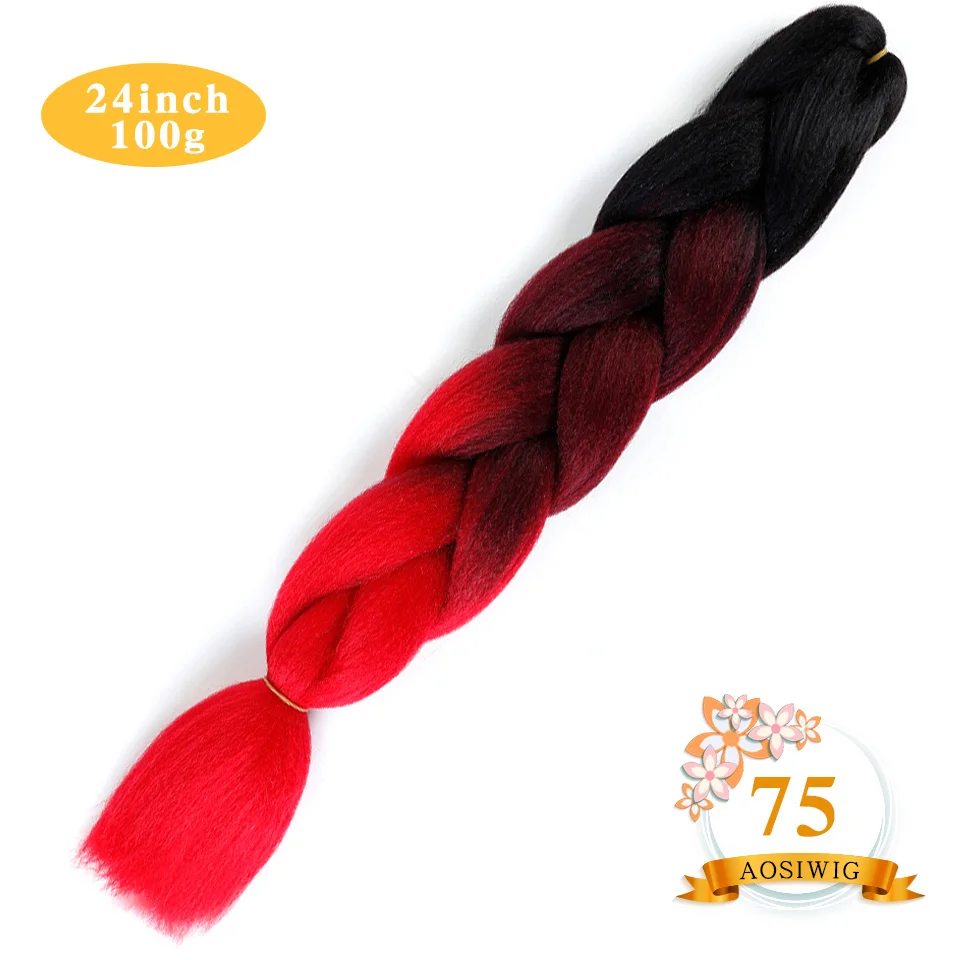 P2/350 AOSIWIG 24 ''100 г/упак. синтетические Омбре косички волос крючком косички Прически наращивание волос фиолетовый розовый черный - Цвет: P2/350