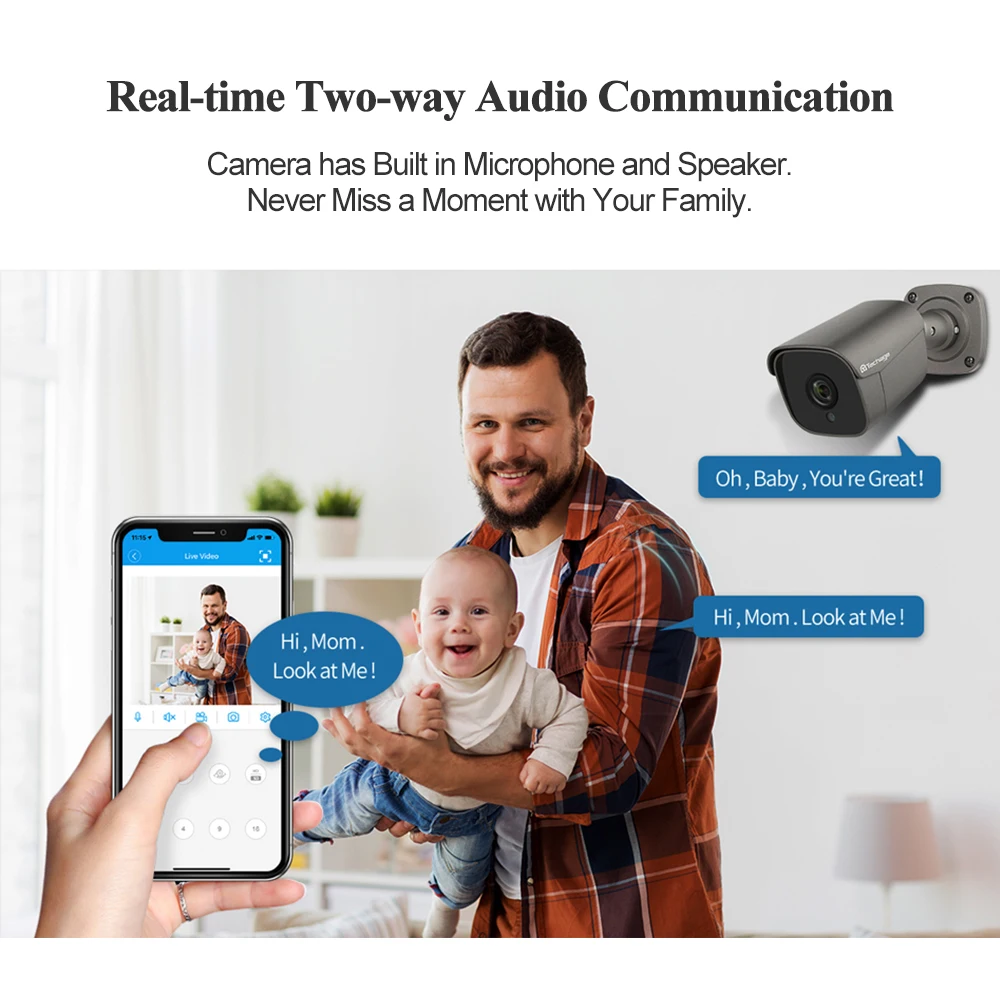 US $30.55 Techage Full HD 5MP POE IP Camera Smart AI Security Camera Outdoor Waterproof Two Way Audio For CCTV Video Surveillance NVR Kit