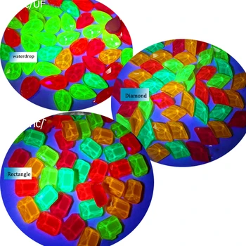 

50Pcs Nail Fluorescent Glass Flat Rinestone 3D Long Octagonal,Rhombus,Water Drop Rhinestone Glass DIY Charm For Nail Art Decorat