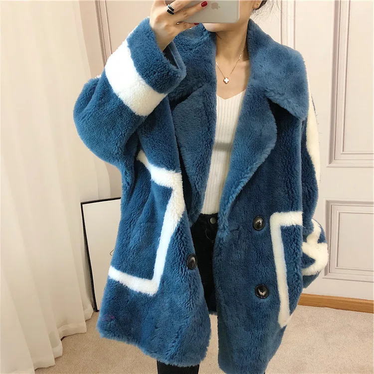 

Autumn Winter Coat Women Clothes 2020 Sheep Shearing Real Fur Coat 100% Wool Jacket Women Korean Fashion Fur Tops 818005 YY1894