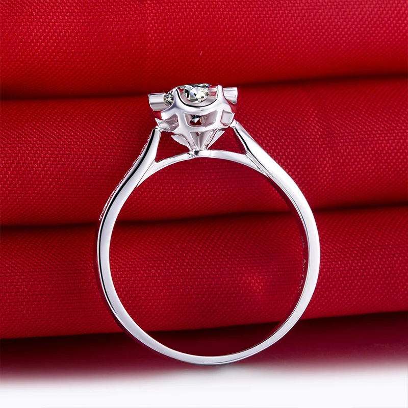 С покрытием 18-ти каратным белым золотом 0,50 + 0.09ct натуральный бриллиант GIA Для женщин кольцо ручной работы 6 коготь обручальное кольцо для