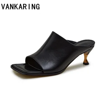 

smiple spike high heel sexy slippers women brand summer outdoors sandals women casual beach shoes leather woman flipflops runway