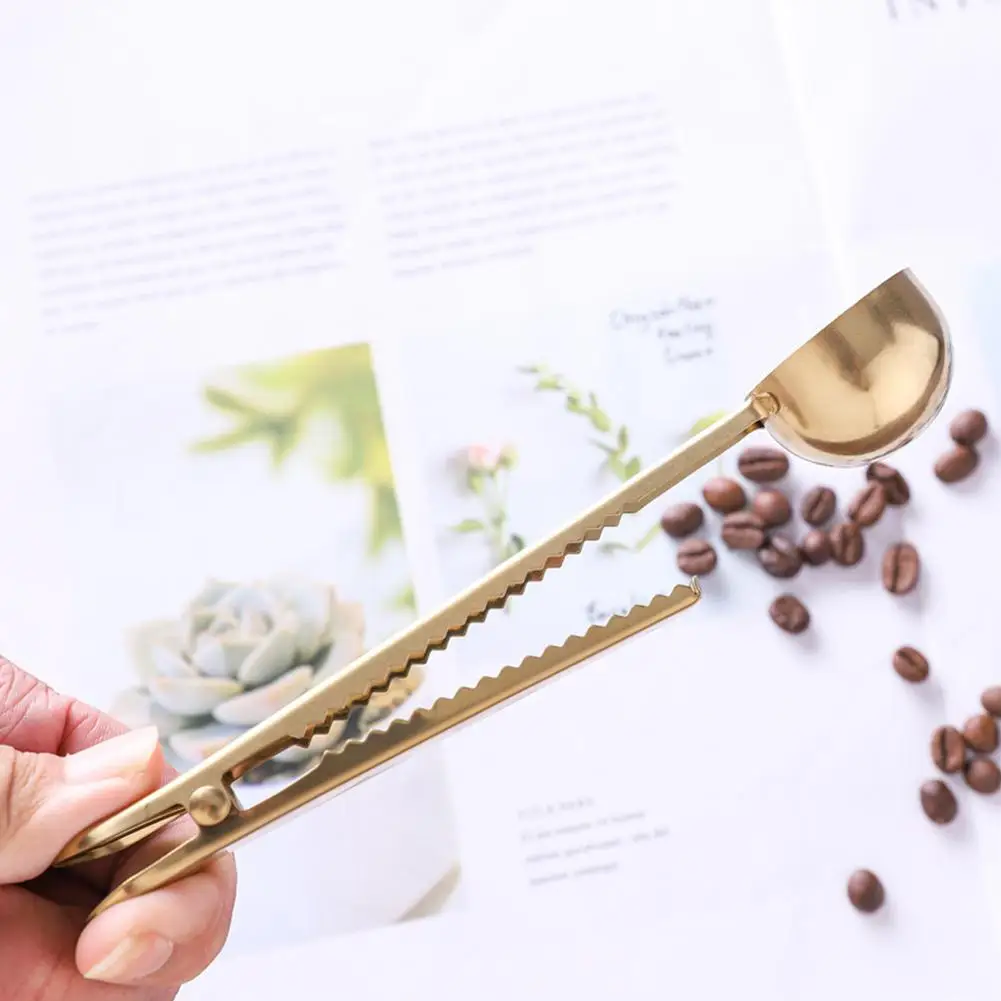 

GloryStar Multifunction 2 in 1 Kitchen Stainless Steel Coffee Scoop with Clip for Tea Coffee