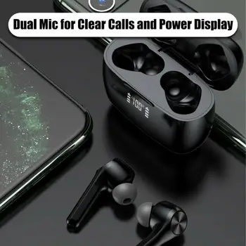 

Universal Waterproof Bluetooth5.0 Earphone Wireless Earbuds Headphone With Dual Mic Power Display For Samsung IPhone Android IOS