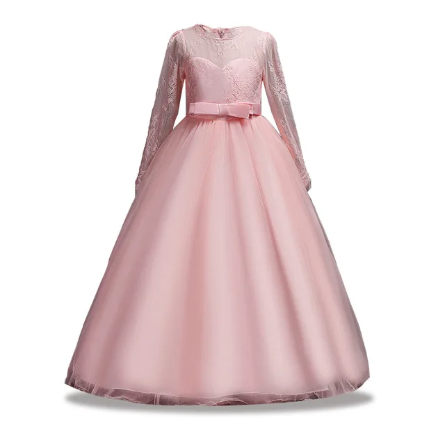 Розовый Г. Платье для девочек летняя одежда Детские платья для девочек, детская одежда нарядное свадебное платье принцессы элегантное платье для детей 6, 8, 14, 10, 12 лет - Цвет: Розовый