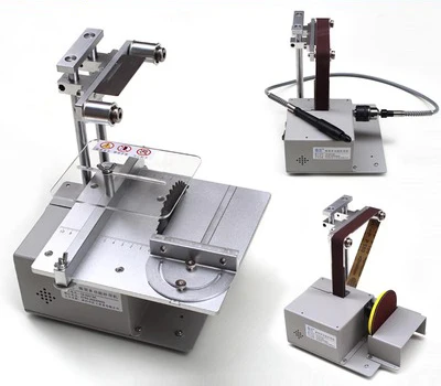 

110V-240V 4 In 1 Mini Table Saw & Belt Sander Handmade Woodworking Machine DIY Model Crafts Cutting Saw with Power Adapter