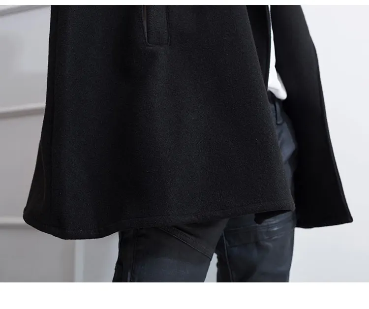 M-4XL winter lapel tide men's men's coat cloak cape long woolen student windbreaker woolen cape coat loose