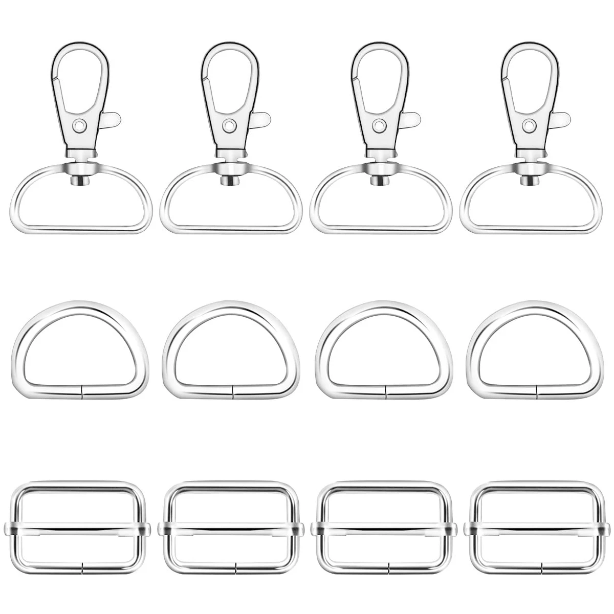 

Metal Swivel Keychain Hooks with D Rings and Slide Buckle,Swivel Snaps Hooks D Rings and Slide Straps Adjuster for DIY Sewing