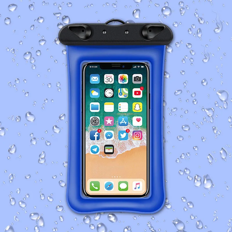 Blue Чехол для iphone XS MAX XR X 7 8 plus 6 6s plus водонепроницаемый чехол для телефона для samsung s10 чехол прозрачный ПВХ печать подводный смарт - Цвет: Blue